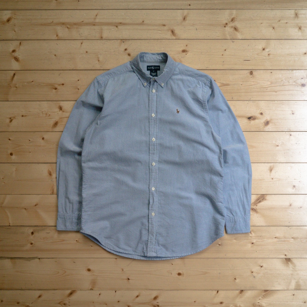 《白木11》 🇺🇸 90s Polo Ralph Lauren OCBD shirt 美國 淺藍 扣領 牛津 長袖 襯衫