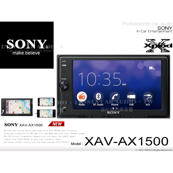 音仕達汽車音響 SONY XAV-AX1500 6.2吋觸控螢幕主機 WebLink/藍芽/USB/AUX 公司貨
