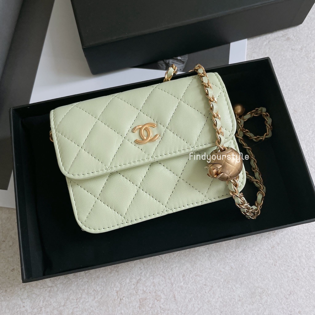 Findyourstyle 正品代購 Chanel 青草綠 金球腰包