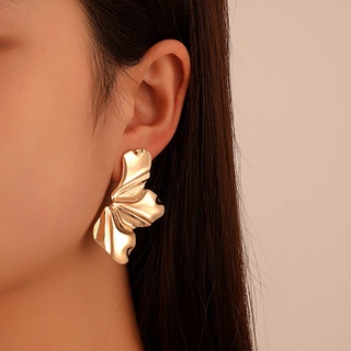 優雅啞光金色楓葉耳環時尚復古不規則花瓣女士耳環