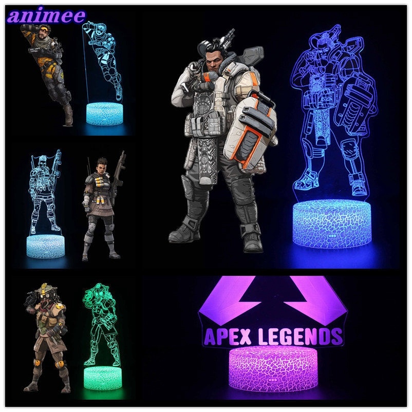Apex Legends Pathfinder 可動人偶夜燈 3D 幻覺床頭櫃 Led 燈兒童禮物 APEX 適合遊戲玩