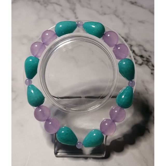 粉紫玉髓&amp;新疆天河水滴造型手鍊 手珠 手串
