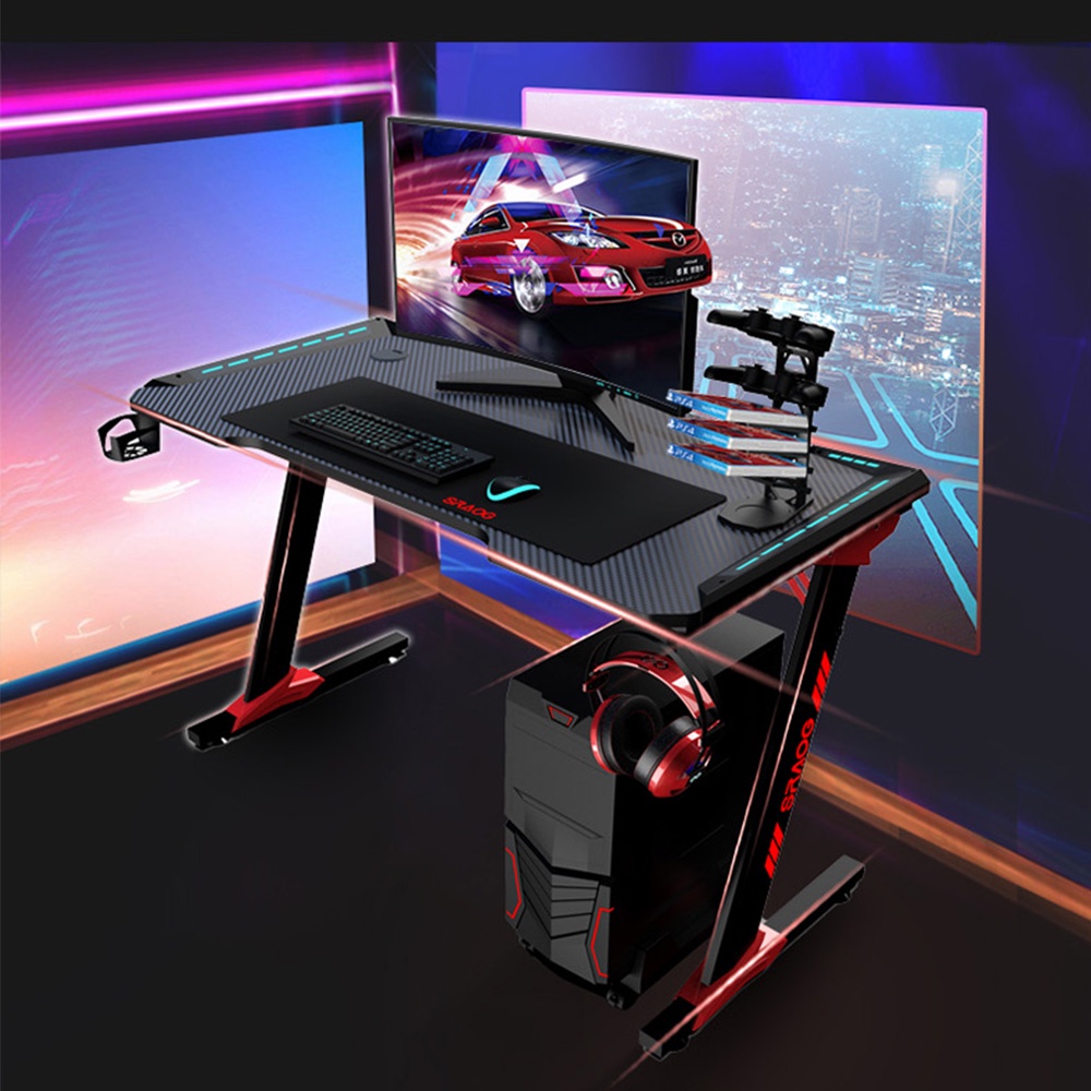 【品樂生活】Z型RGB電競桌 Z型桌 鋼角桌 碳纖維桌面 辦公桌 工作桌 電腦桌 電玩桌 書桌 桌子 FB