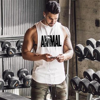Muscle 男式 Aniaml 字母印花棉質 Oneck Platinum Eversoft 圖案背心無袖背心