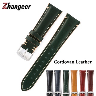 Cordovan 皮革錶帶, 用於 Longines HydroConquest 手錶替換錶帶亮油腕帶 20mm 22m