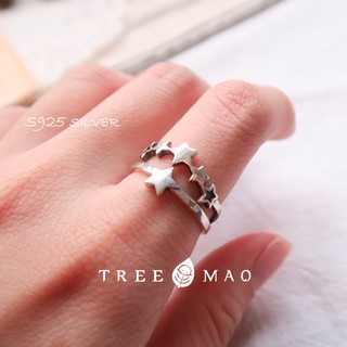 正韓空運-雙層星辰純銀開口戒指【Tree Mao925純銀戒指】 925銀飾 100%實拍 現貨