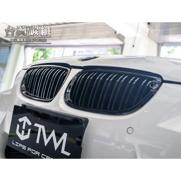 TWL台灣碳纖 BMW E92 E93 06 07 08 09年改M4 亮黑雙槓水箱罩鼻頭 335i 330i 精品