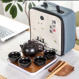 攜帶式茶具 隨身茶壺 旅行紫砂茶杯 旅行茶具 功夫茶 泡茶組 旅行便攜式陶瓷茶具套裝組/日式旅行茶壺