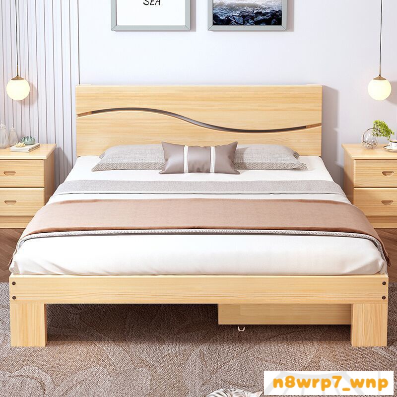 實木床1.5米特價齣租房用雙人床1.8x2米鬆木經濟型臥室1m單人床架