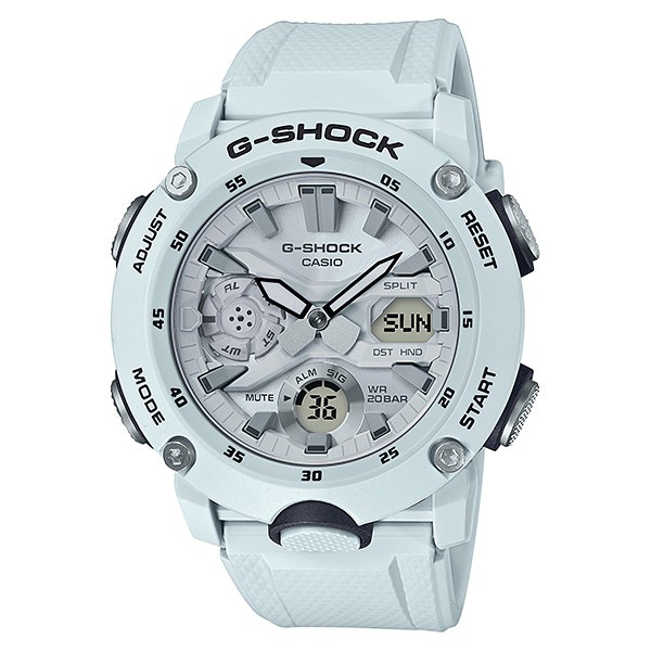 CASIO G-SHOCK GA-2000S-7A 雙顯電子錶(白)