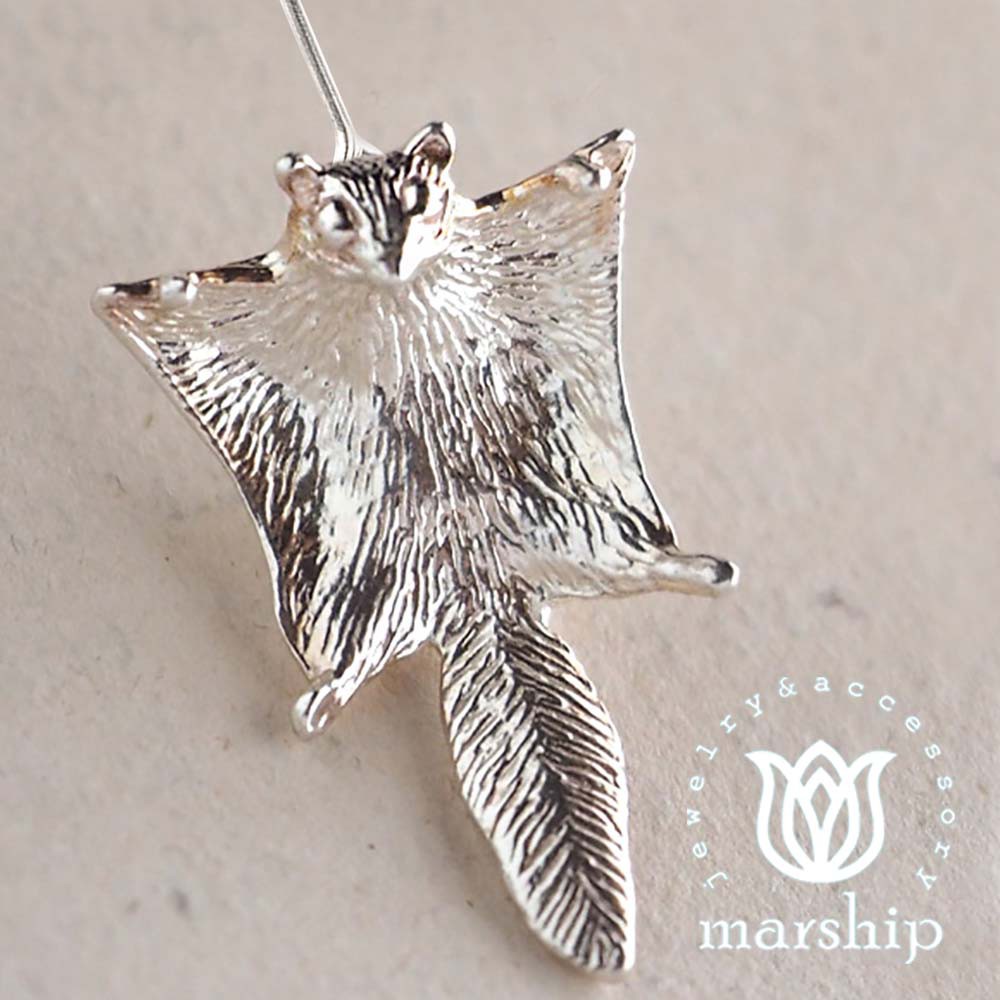 Marship 日本銀飾品牌 優雅滑行的飛鼠耳環 925純銀 亮銀款 針式耳環