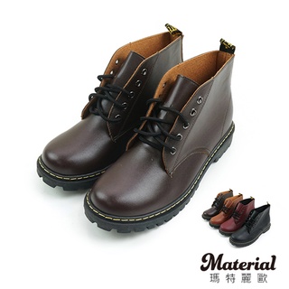 Material瑪特麗歐 男靴 時尚綁帶短馬丁靴 T21461