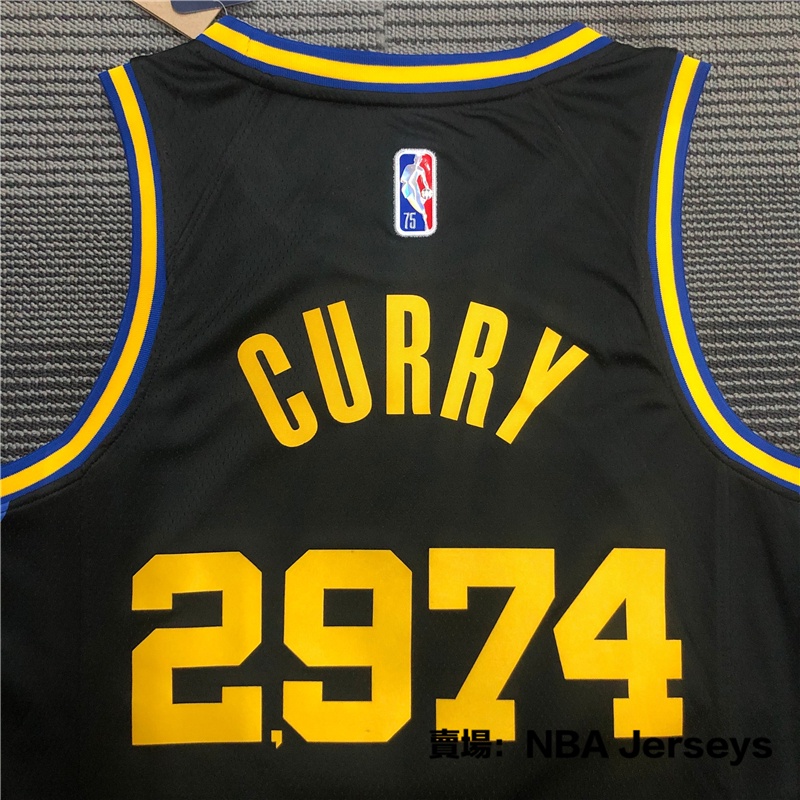 NBA 75週年球衣Warriors 勇士隊柯瑞Stephen Curry 2974 城市版黑SW 