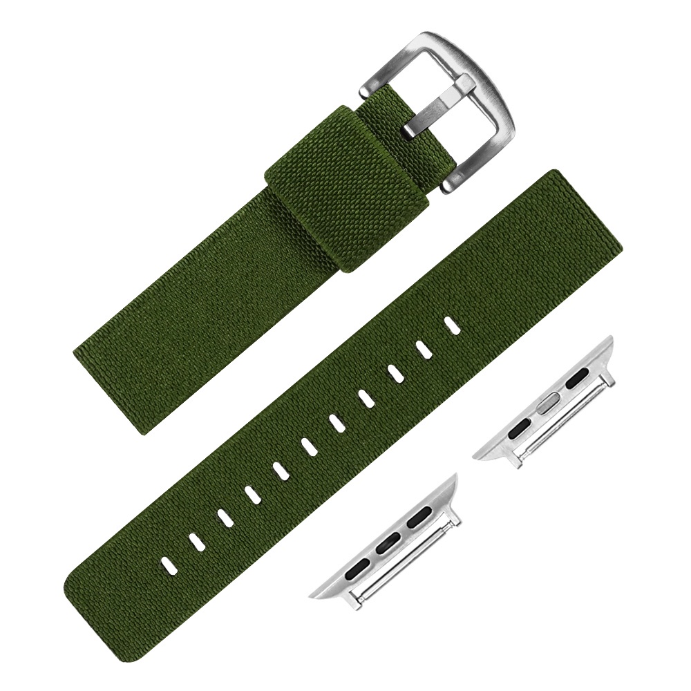 Apple Watch / 蘋果手錶替用錶帶 蘋果錶帶 休閒尼龍帆布錶帶 綠色 ＃804-31-GN-S