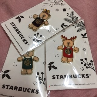 全新 星巴克 聖誕節 小熊胸章 3款