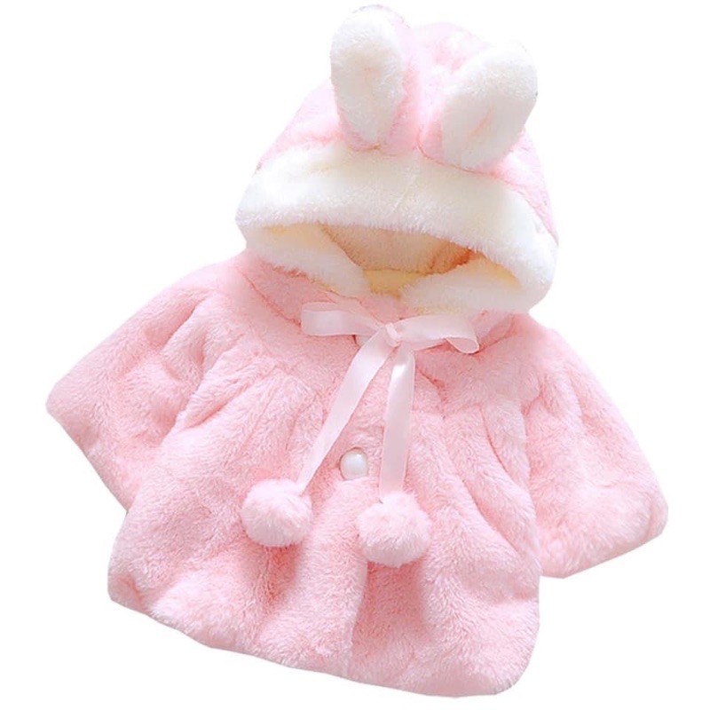 🎀女童 女寶寶 韓版 可愛 兔耳朵 毛球 斗篷 保暖外套🎀