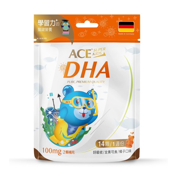 ACE SUPER KID DHA營養Q軟糖 14顆/包 橘子口味