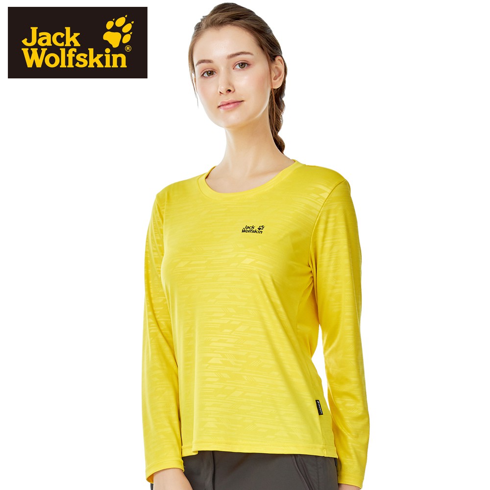 【Jack wolfskin 飛狼】女 圓領長袖排汗衣 T恤『黃色』.