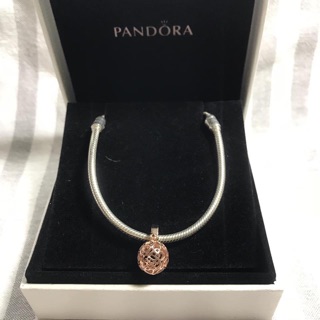 全新 潘朵拉 Pandora 蛇鏈+玫瑰金墜飾