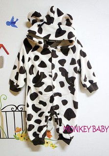 【MONKEY BABY 】秋冬款單層搖粒絨保暖長頸鹿造型連身衣/兔裝/爬服外出必備80-90穿