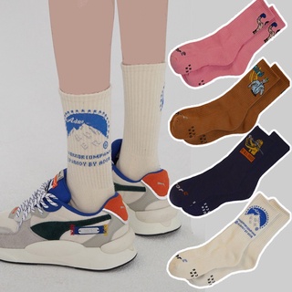 卡通設計韓國運動雪山大力士街頭潮流襪子中筒男女襪子
