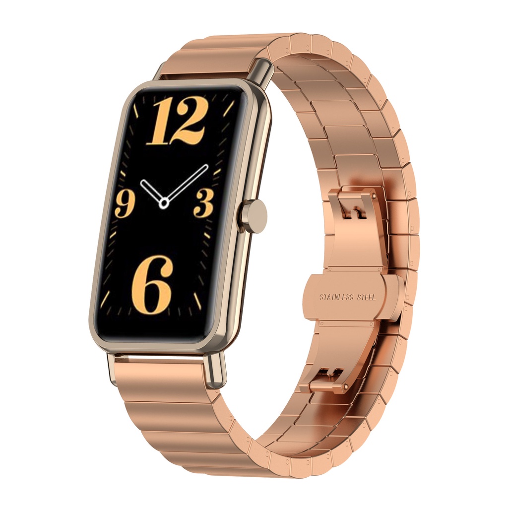 金屬不鏽鋼錶帶 華為B6 B3適用於華為watch fit mini手錶錶帶 fit mini 一珠竹節鋼錶帶 防水錶帶