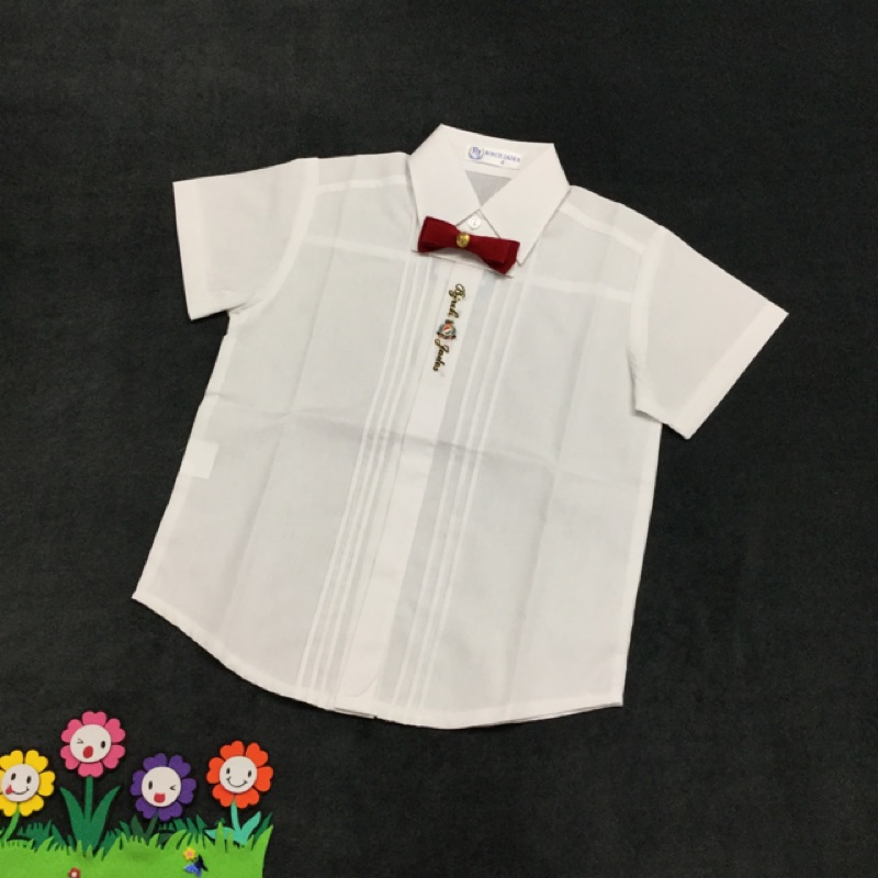 0408 男童（6-16號）白襯衫附紅色領結 花童 表演 畢業典禮 禮服  台灣製造 小魚衣舖