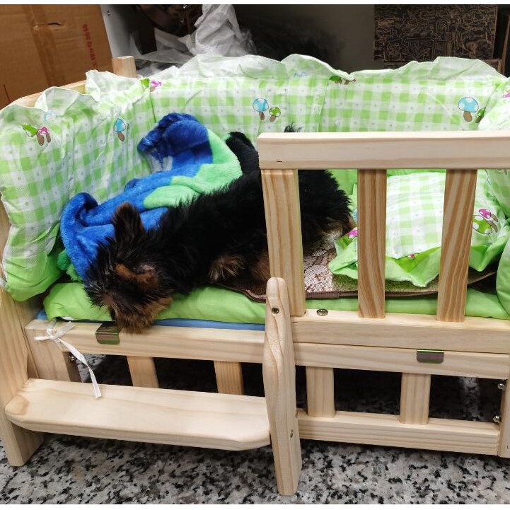 木製寵物床 毛小孩公主床 附床圍 有階梯款