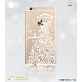 iPhone 6 (4.7吋) / i6 Plus (5.5吋) 施華洛世奇水晶 奢華 晶透 彩鑽保護殼 - 桃心禮服