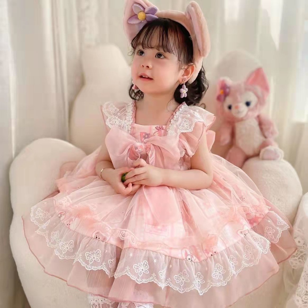 蘿莉塔 洛麗塔 羅莉塔 女童蘿莉塔公主裙 夏裝新款 洋氣兒童洋裝 女寶寶琳娜貝爾裙子 現貨