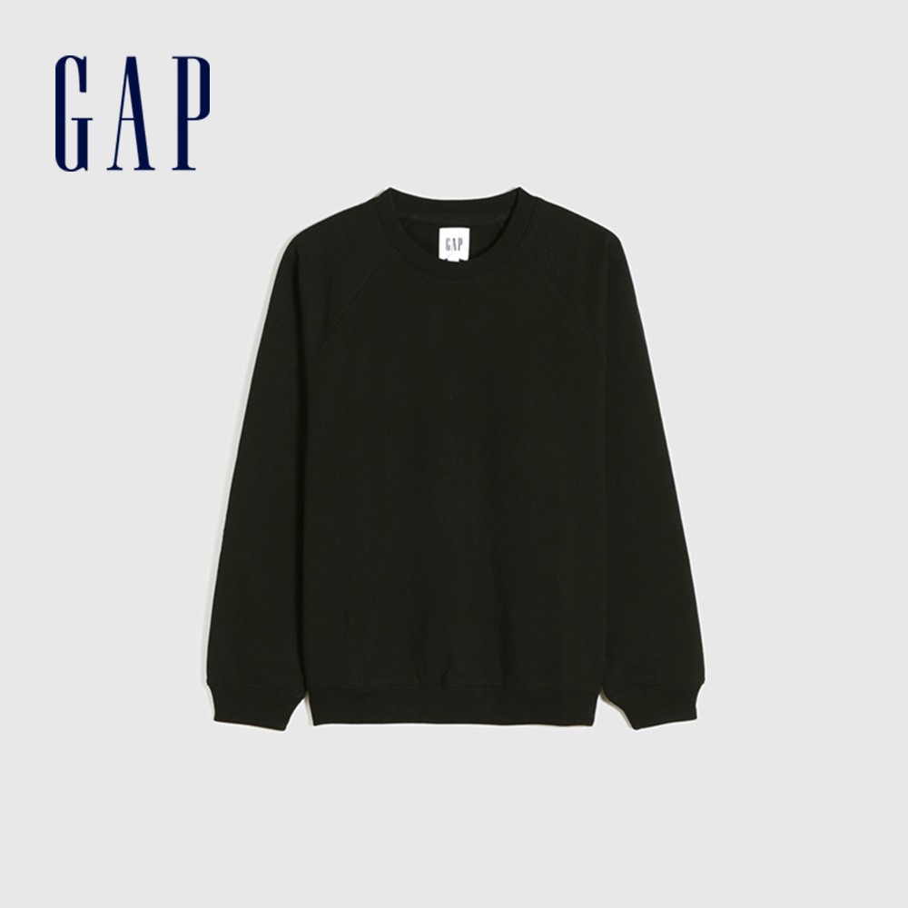 Gap 男裝 大學T 碳素軟磨法式圈織系列-黑色(837452)