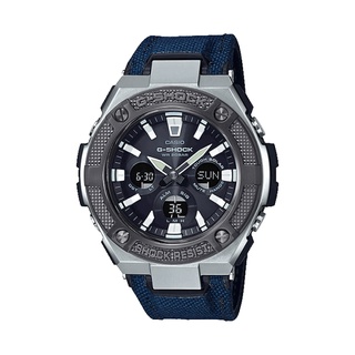 【CASIO G-SHOCK】絕對強悍太陽能雙顯運動腕錶-鐵銀x藍 GST-S330AC-2A