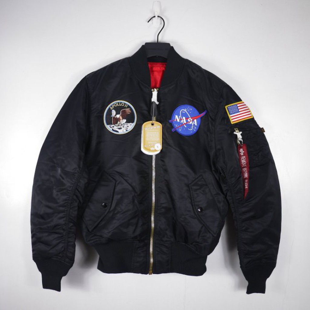 美國公司貨 ALPHA INDUSTRIES NASA APOLLO MA-1 USA 美版 刺繡 黑 防風 飛行夾克