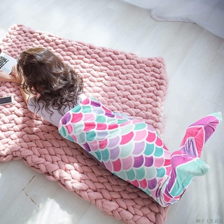 美人魚毛毯秋冬季女性居家午睡毯人魚尾巴設計色彩鮮明法蘭絨面料DIY手工生活舘