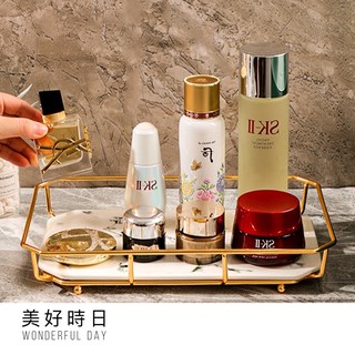 【美好時日】✨北歐風大理石收納架｜31cm加寬電鍍金屬｜保養品/香水陳列神器｜梳妝臺升級必備｜臺灣現貨