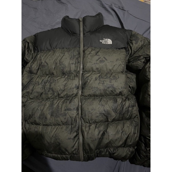 The north face 700 黑 綠  羽絨外套 XL
