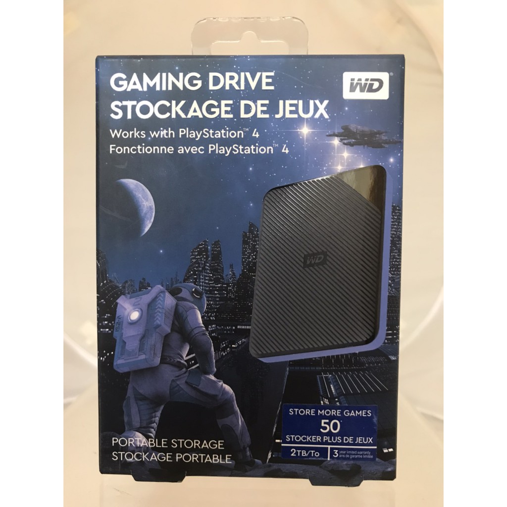 [星城愛物]  WD Gaming Drive  2TB  2.5吋行動硬碟( for PS4 ) 附硬碟收納盒