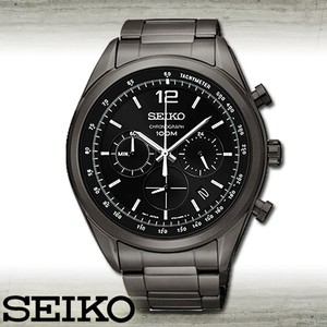 【金台鐘錶】SEIKO 精工  三眼計時 不鏽鋼錶帶 (IP黑) SSB093P1