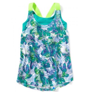 Old Navy正品*女童假兩件式運動透氣上衣*XS/5T(圖一藍綠色）