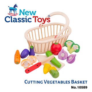 荷蘭New Classic Toys 蔬果籃切切樂 10589 /木製玩具 /家家酒 /小廚房 /切切樂