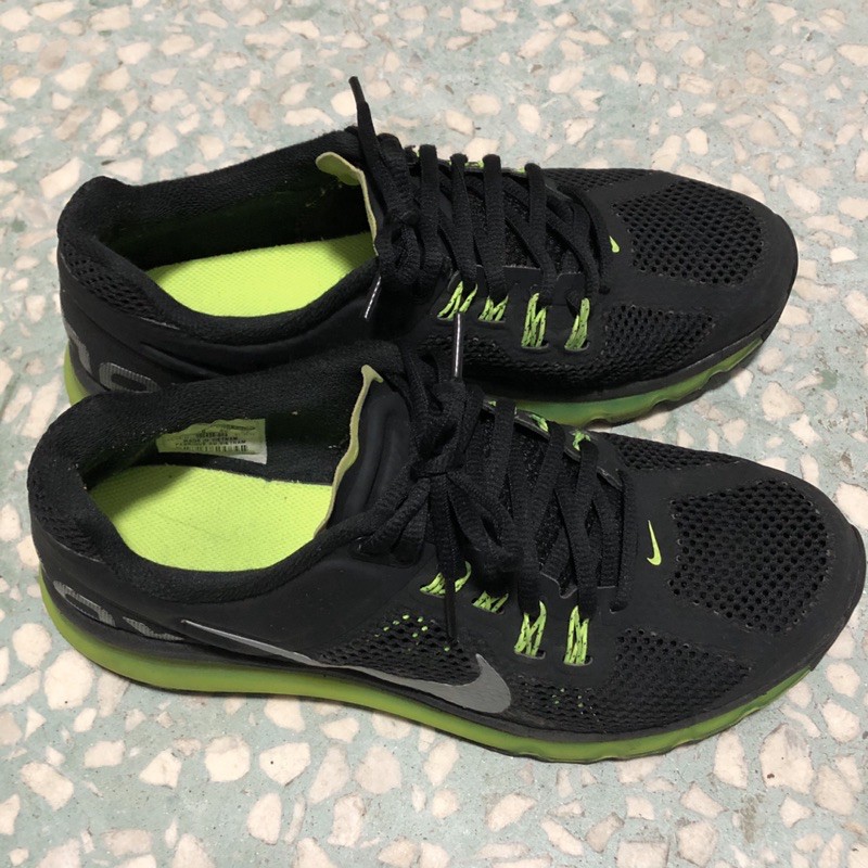 Nike 慢跑鞋 氣墊鞋 運動 二手 黑色 配螢光綠