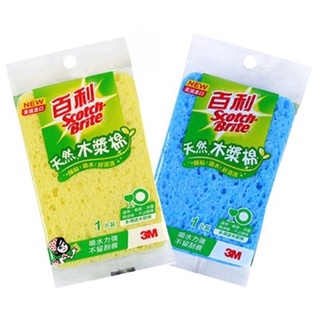 3M 百利天然木漿棉菜瓜布1片裝（藍黃不挑色）