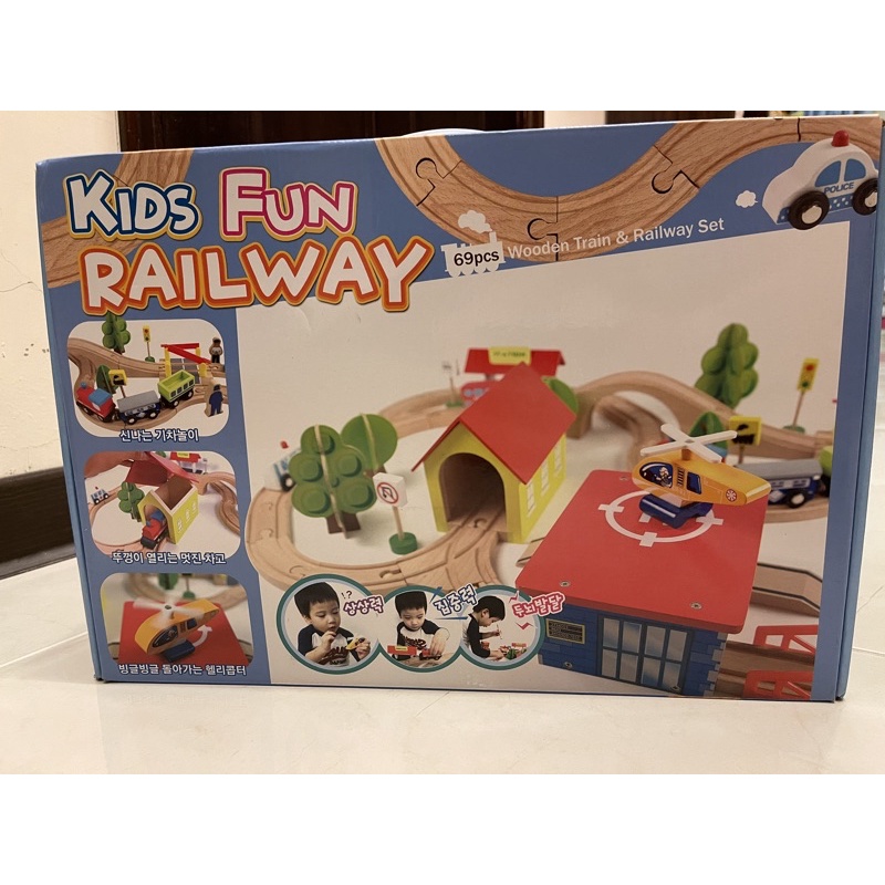 木製火車玩具 韓國Ginimag 62片櫸木火車軌道組  二手