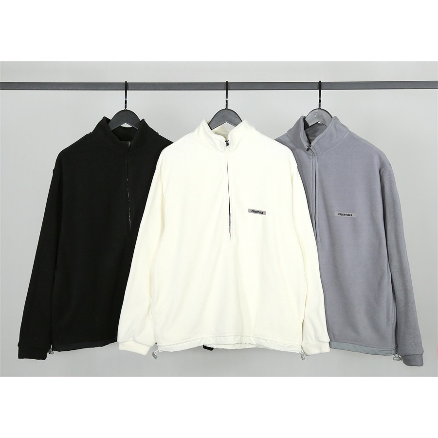 全新限量新款複線FOG ESSENTIALS Fear of god Polar Fleece長袖高領半拉鍊夾克毛衣外套