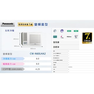 【佲昌企業行冷氣空調家電】國際牌空調 變頻窗型 冷暖 左吹型 6.0kw 9~11坪 《CW-P60LHA2》空機價