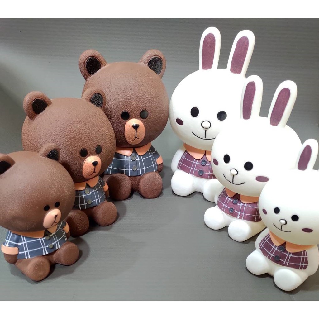 &lt;現貨&gt;韓國LINE Friends 熊大兔兔存錢筒（大）（中）（小）  很適合交換禮物