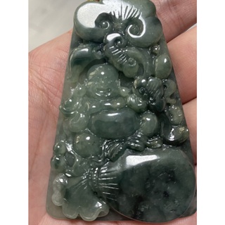 天然緬甸A貨翡翠 油青錢袋如意彌勒