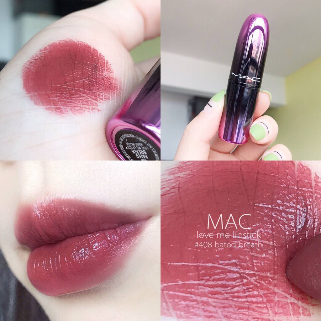 Mac 漸變口紅子彈頭口紅唇膏 408bated Breath紫糯米豆沙色附手提袋 蝦皮購物