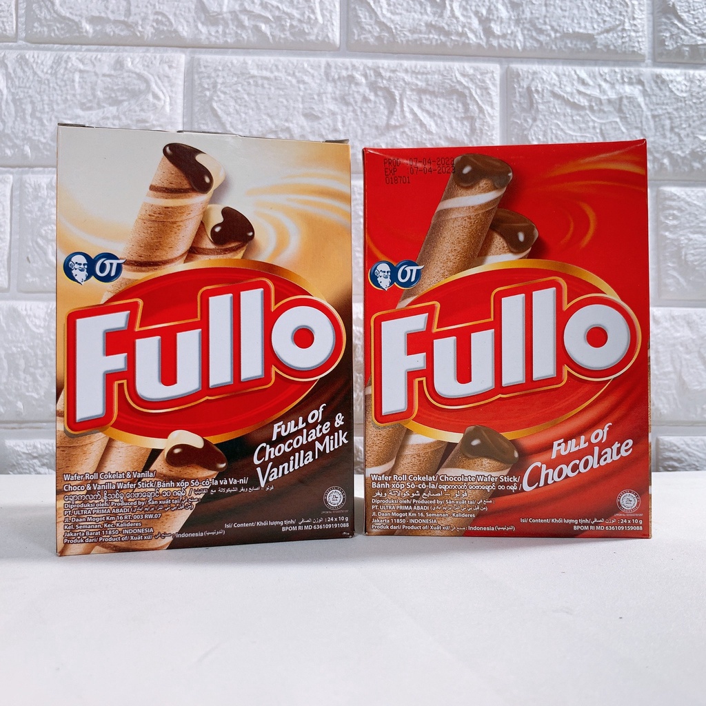 Fullo 捲心酥 威化捲 印尼 Fullo 巧克力香草 巧克力 10g*24入 盒 Fullo 巧克力草莓 香草牛奶