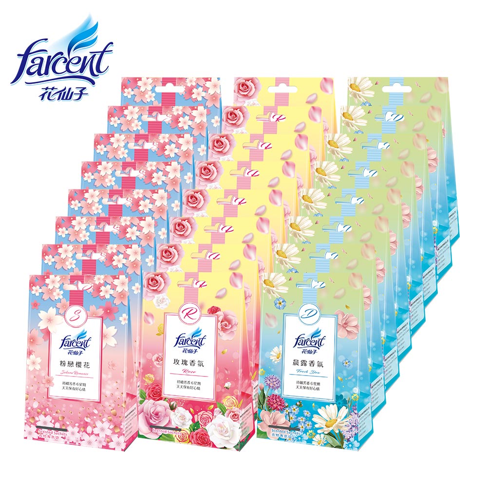 【花仙子】衣物香氛袋(3入/盒,24盒/箱~箱購)-晨露香氛/玫瑰香氛/粉戀櫻花